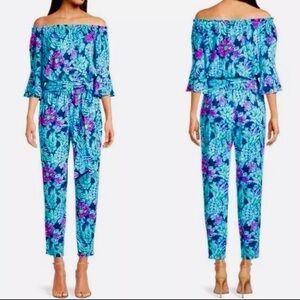 Lilly Pulitzer Calla Floral Off the Shoulder Jumpsuit Romper